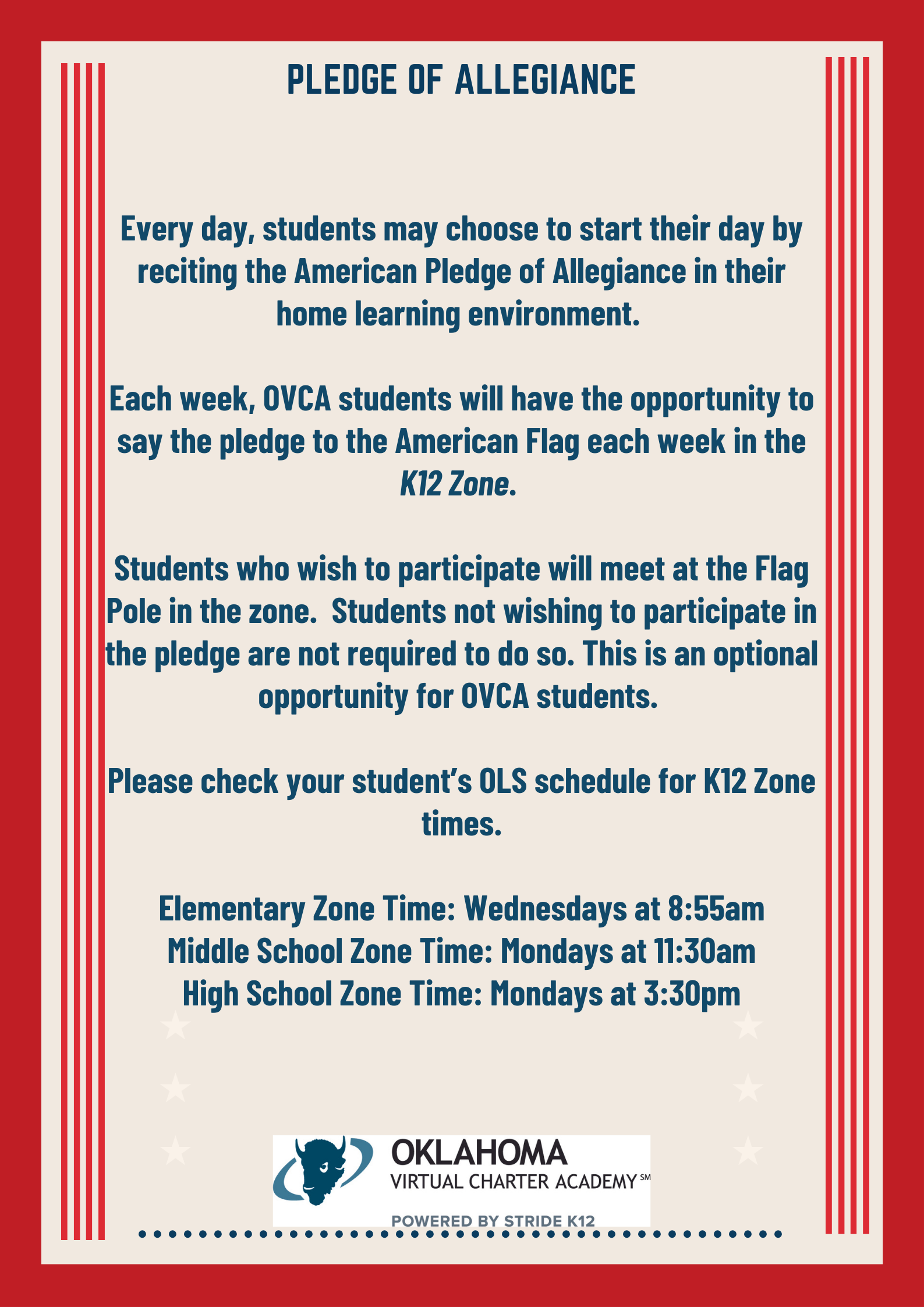 OVCA pledge of Allegiance Policy image