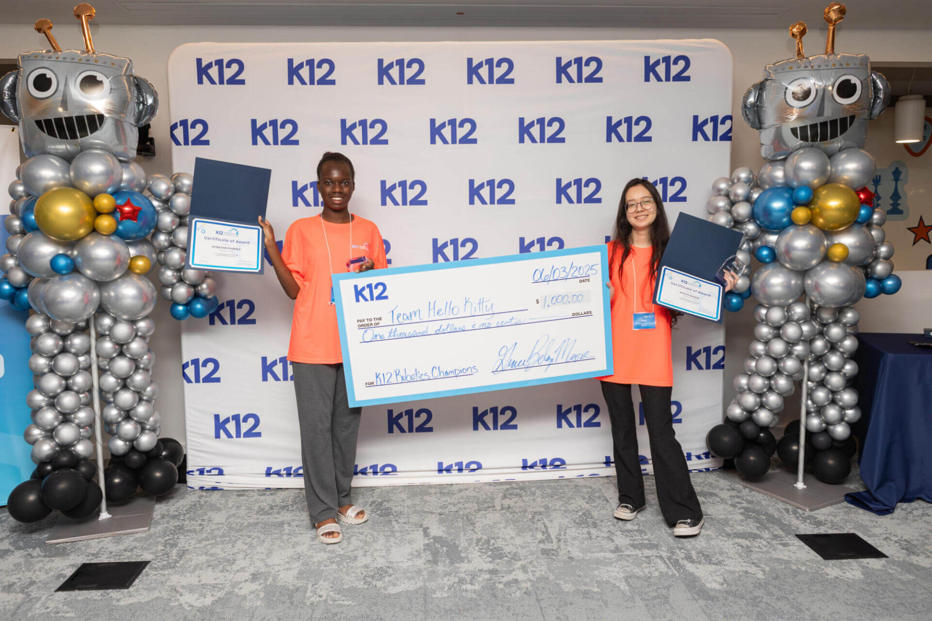 Team members posing with their award.